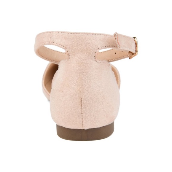 Journee Collection Nude Lana Buckle Pointed Toe Ballet Flats Ankle Strap - Picture 4 of 8